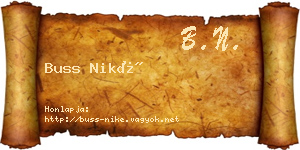Buss Niké névjegykártya